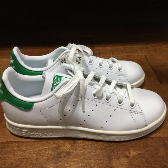 Adidas NWB Youth 3.5 US Stan Smith Sneaker White Green Heel Counter Lace Up - Picture 9 of 14